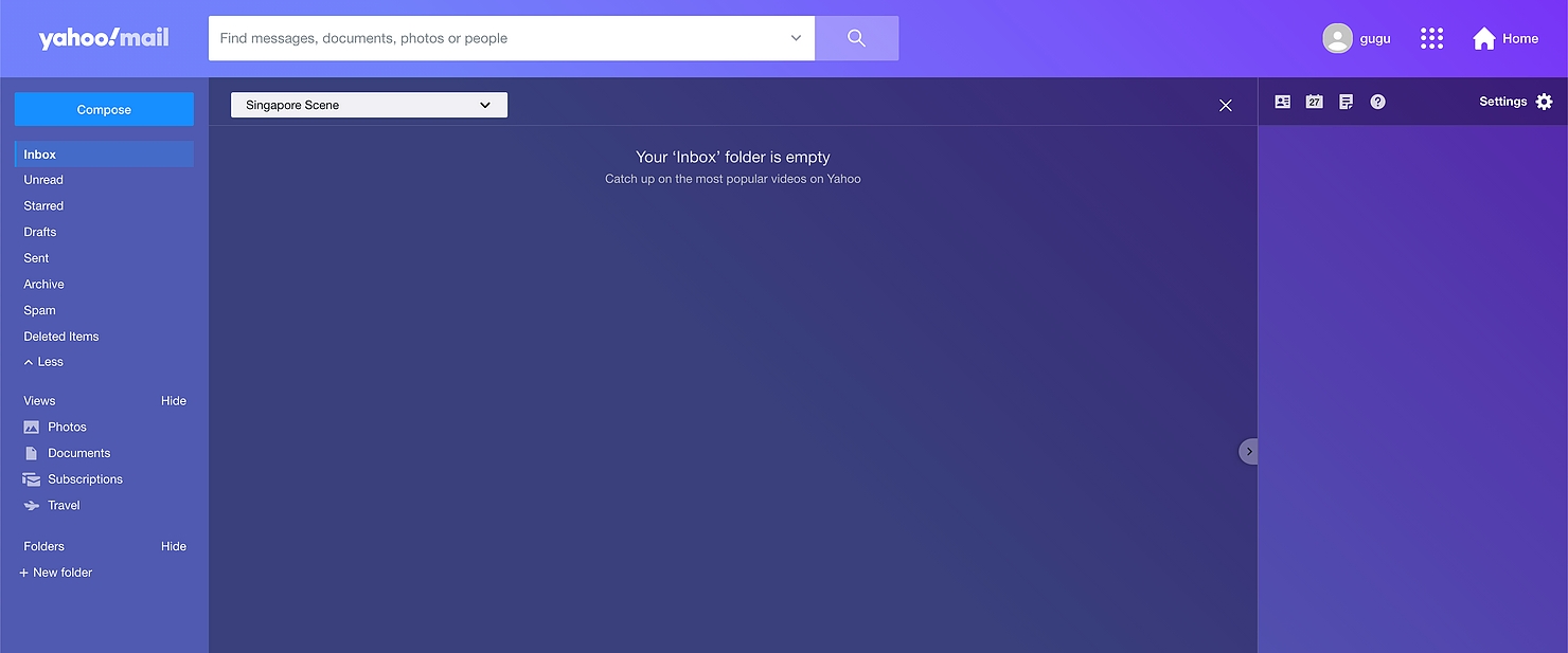 Yahoo mail inbox empty placeholder message watch popular videos