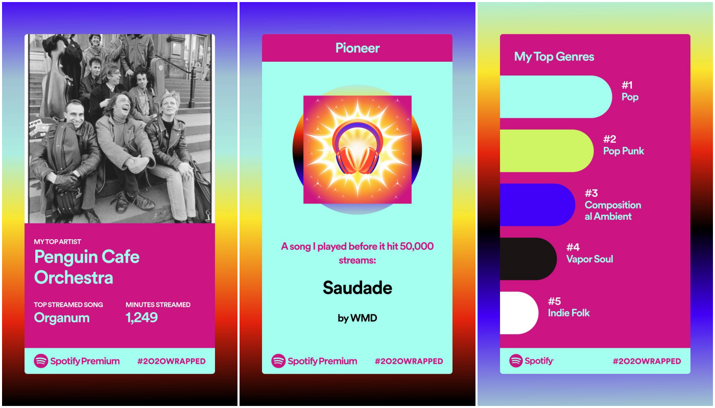 spotify wrapped collage top artist pioneer top genres cards share