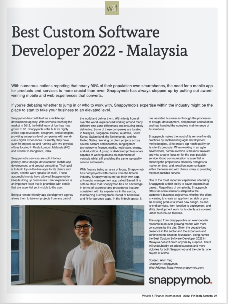 fintech best custom software developer 2022