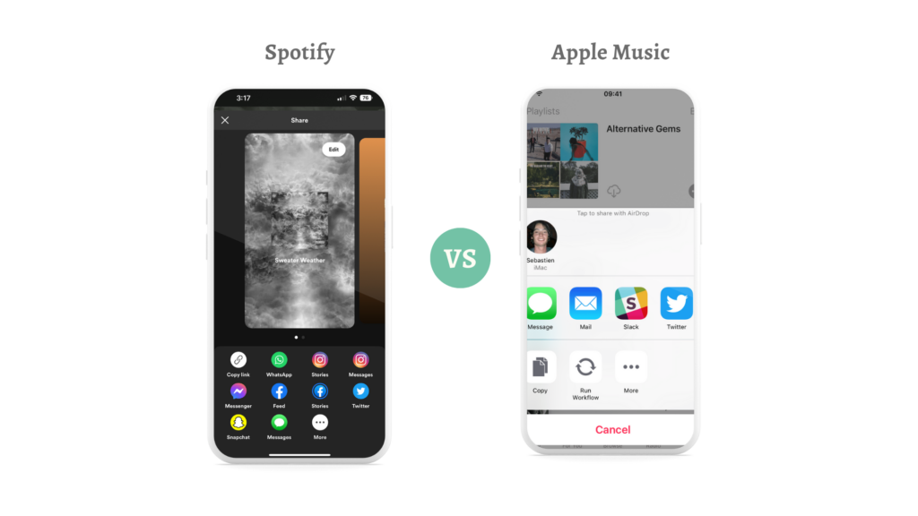 Spotify vs Apple Music's Sharing Feature