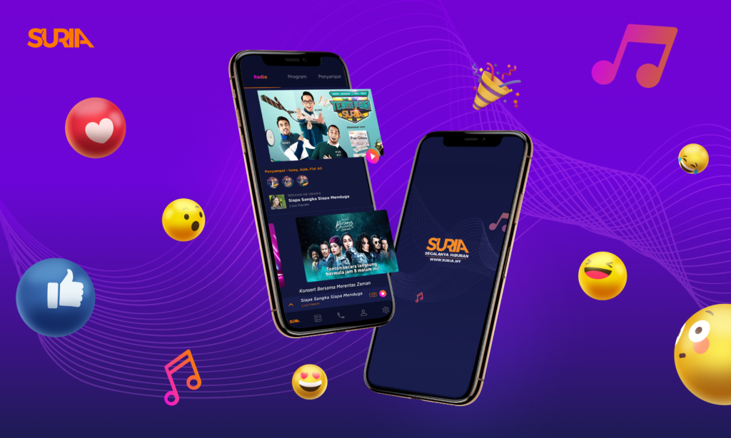 Suria FM Radio App with other icons